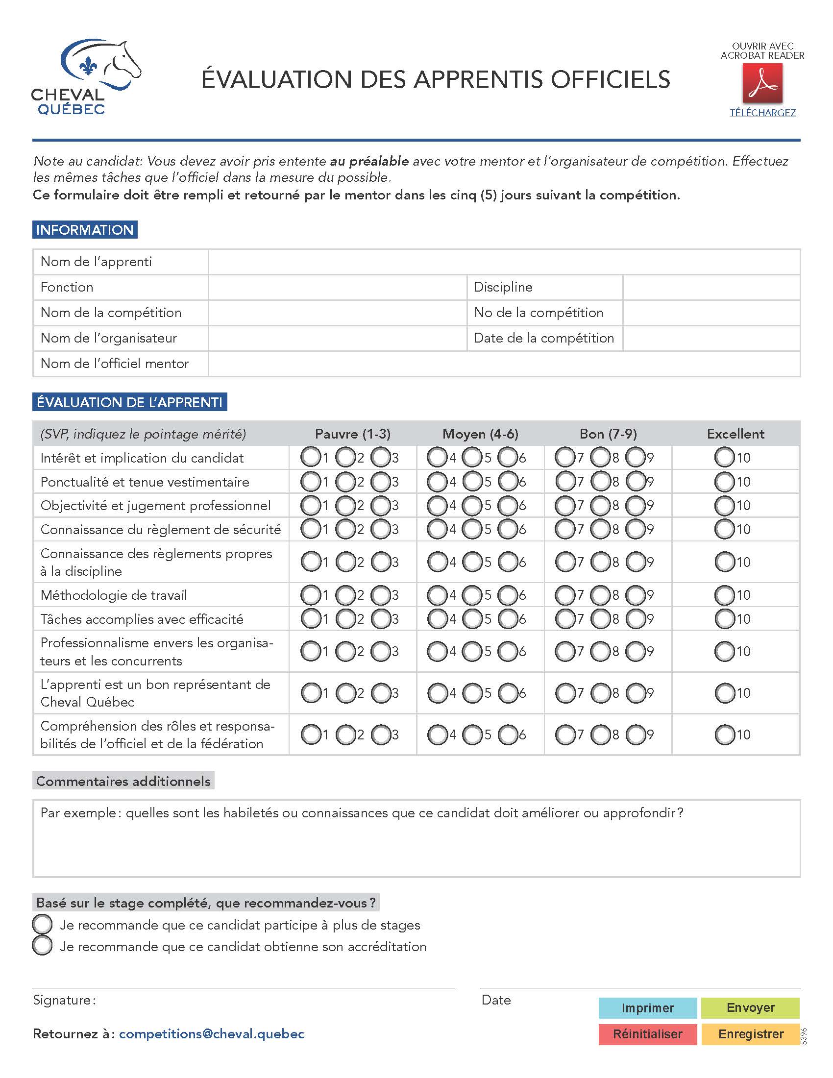 Évaluation des apprentis officiels