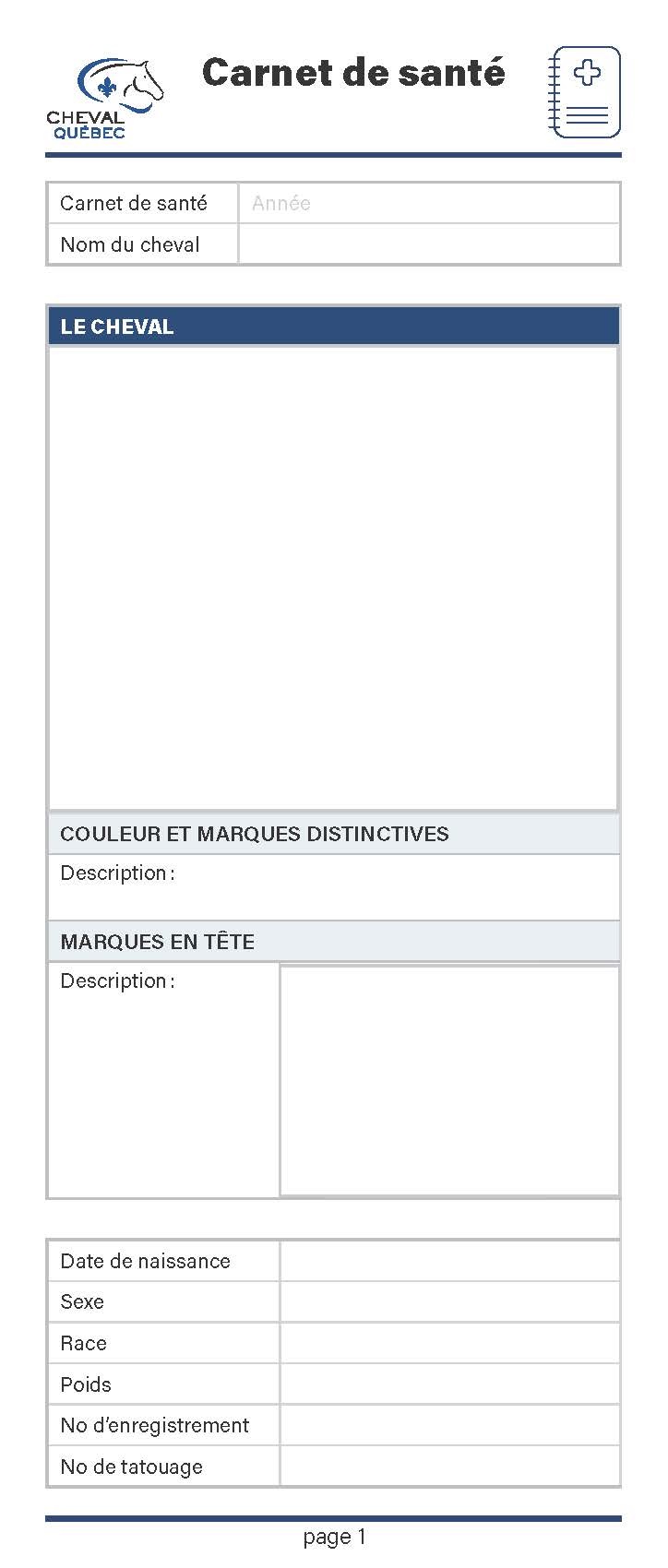 Carnet de santé de votre cheval 